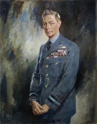 Portrait of King George VI, half length, standing in his RAF uniform