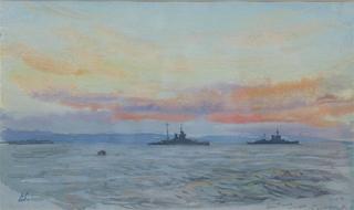 Queen Elizabeth and Warspite in absolute anchorage Spithead