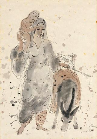 Woman with Child and Donkey
