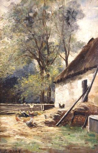 Chickens by a Cottage