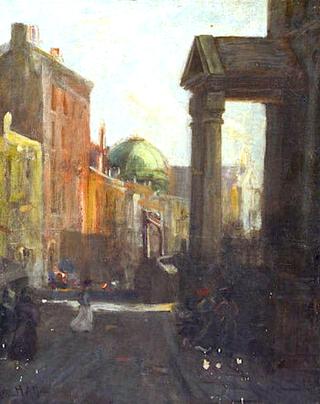 Dublin Street Scene with Figures
