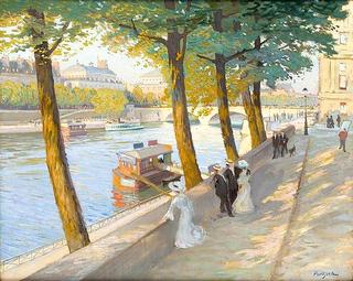 Strollers on the banks of the Seine