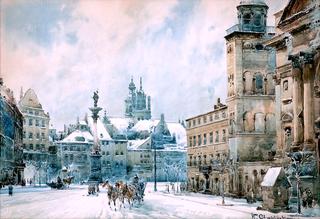 Warsaw Castle Square in Winter