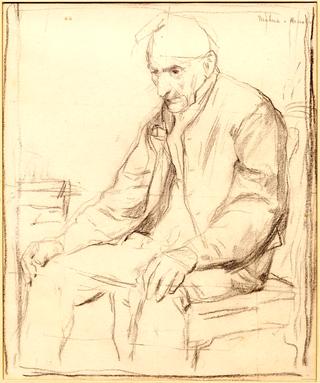 Old Peasant with Cap Seated, with His Hands on His Knees