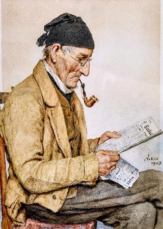 Farmer with a Pipe while Reading the Seeländer Messenger
