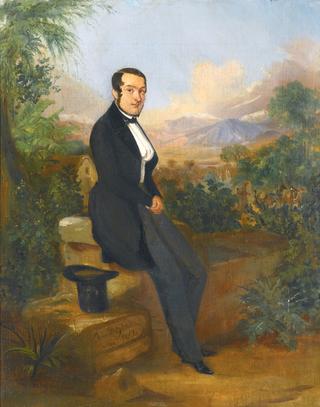 Portrait of George Hellman before a Vista in Tacna, Peru