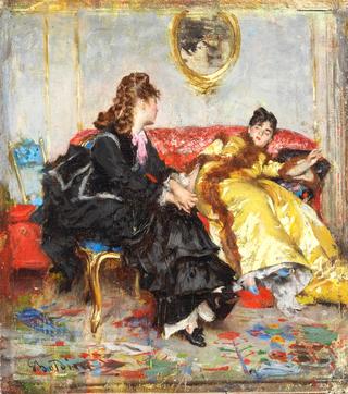 Two Ladies Sitting in an Interior