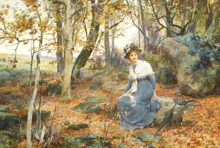 Woman Sitting in Woods