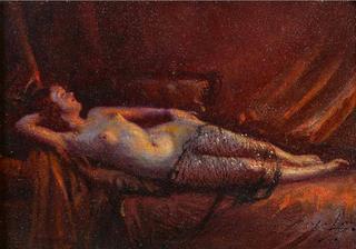 Female Nude Reclining on the Sofa