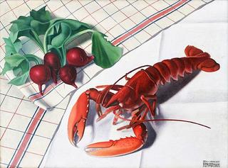 Still-life with lobster and radishes