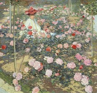 Signora Ojetti in the rose garden