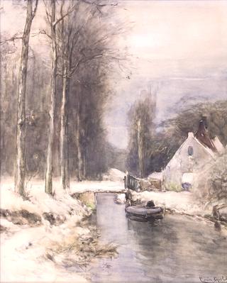 Winter Scene with House along a Canal