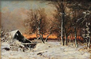 Winter Landscape with Cottage