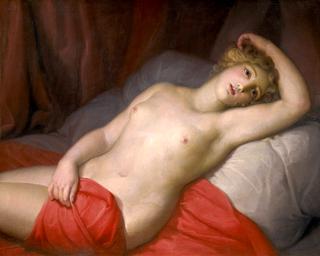 A Young Woman Reclining on a Bed