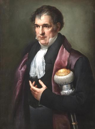 Portrait of a Dignitary, Half Length, Holding a Mace of Office