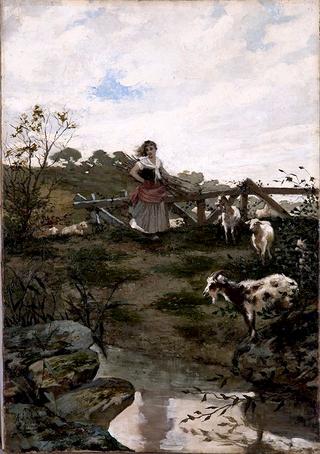 Shepherdess with Her Flock