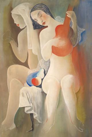 Two Women with Guitar and Fruit