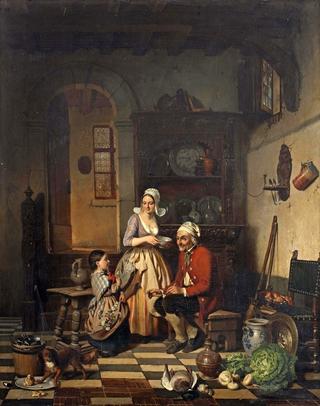 A kitchen interior with fruits of the garden