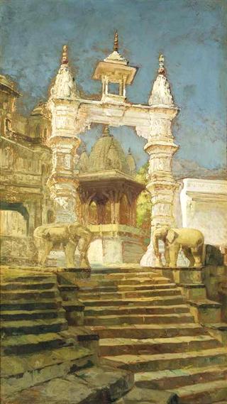 Elephant Statues before an Indian Palace