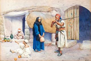 Conversation in front of the Door