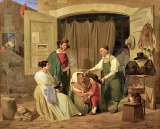 Roman Peasants Buying a Hat for their Son, who is to be an Abbate