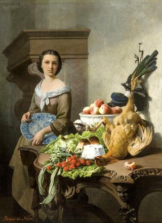 Woman in an Interior with Exuberant Still Life