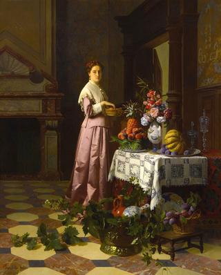 An Interior with Fruit and Flowers