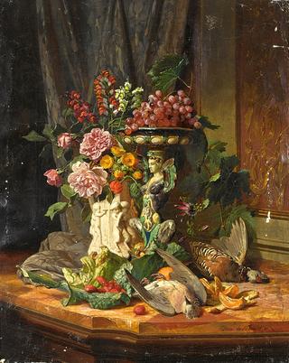 A Still Life With Flowers, Fruit And Game