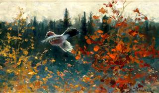 Jay in Autumn Landscape