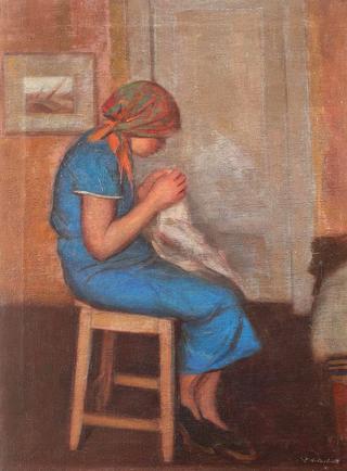 Girl Sewing