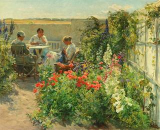 Three Women in a Blossoming Garden