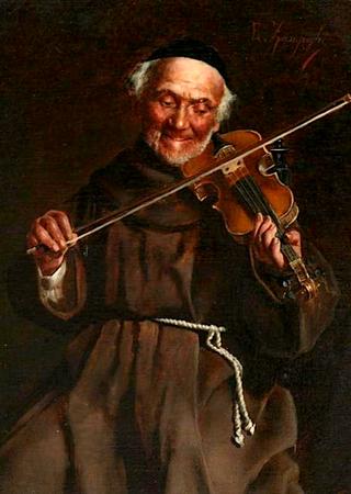 Monk Playing the Violin