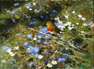 Robin in Flowers