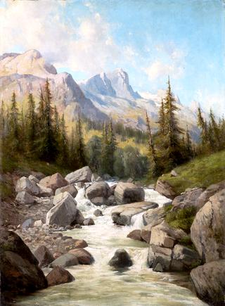 Torrent with Mountains in the Background