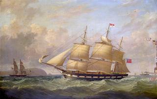 A Ship in Full Sail off the Coast
