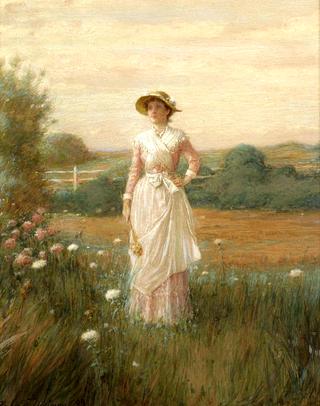 Young Woman In A Field Of Flowers