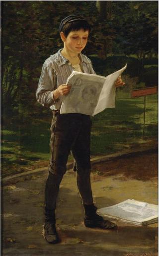 Newsboy Reading the Paper