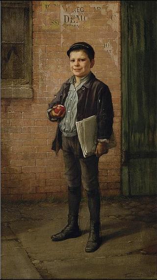 Newsboy with Apple