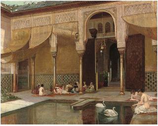 Feeding Swans in the Harem