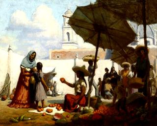 Orange Vendor- Mexican Woman Selling Oranges at an Outdoor Market