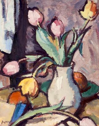 Still Life Of Tulips In A Vase