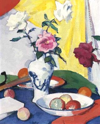 Still Life with Roses, Yellow Background