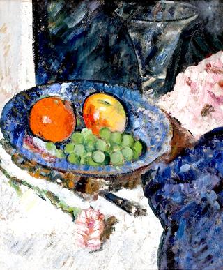 Still Life with Bowl of Fruit, Glass and Carnation