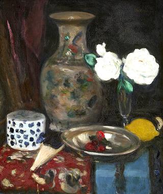 Still Life with a Chinese Vase and White Roses