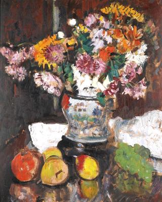 Still Life of Chrysanthemums in a Chinese Vase