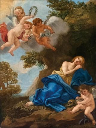 The Penitent Saint Mary Magdalene with Angels in a Landscape