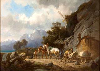 Upper Bavarian Mountain Background, Side View of Lake