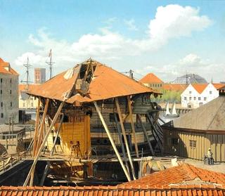 Ship of the line "Skiold" under repair in Christianshavn Dock