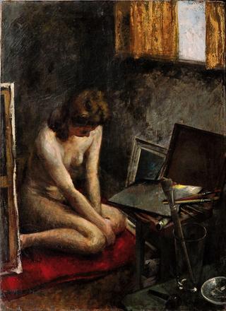 Nude Kneeling in the Studio