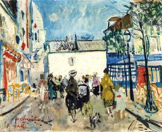 La rue Norvins, Montmartre au 14 juillet, 1947